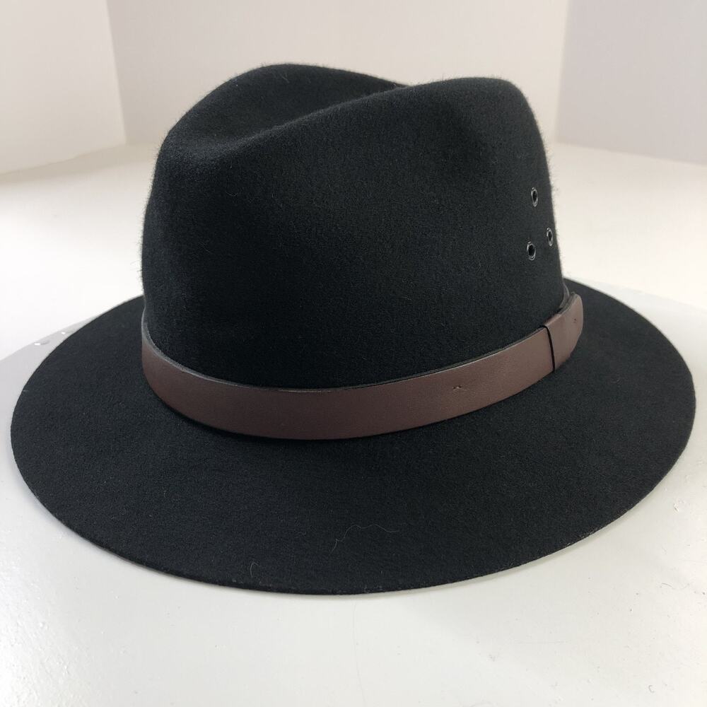 Country Gentleman Men's Large Black Wool Felt 2" Brim Fedora Hat USA MINT
